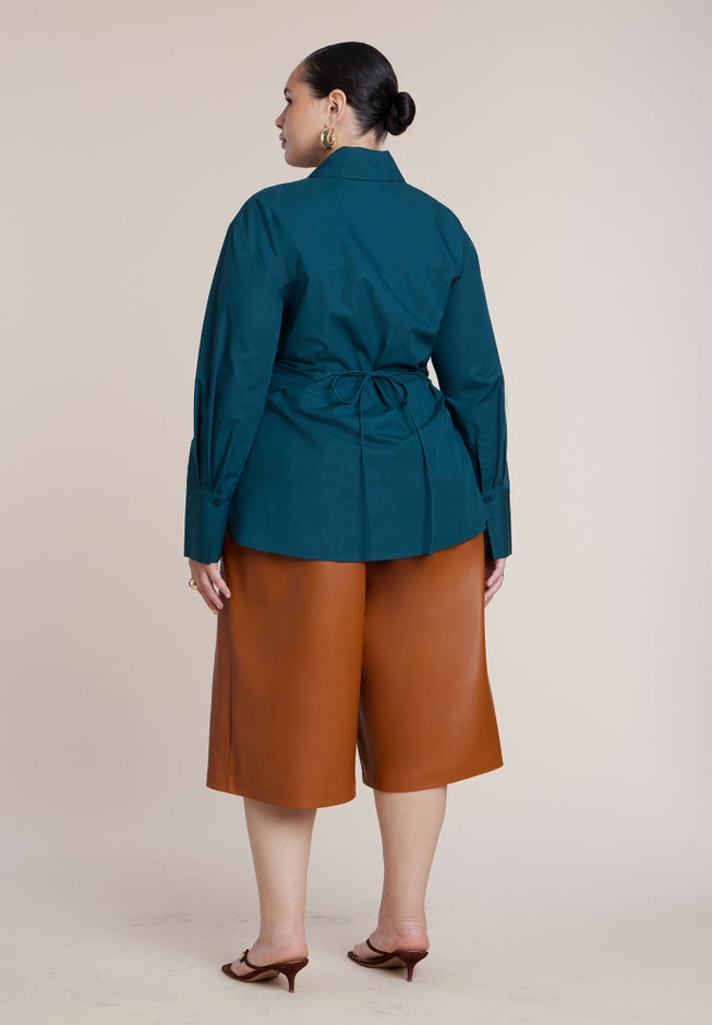 Poplin Collared Wrap Top image number 2