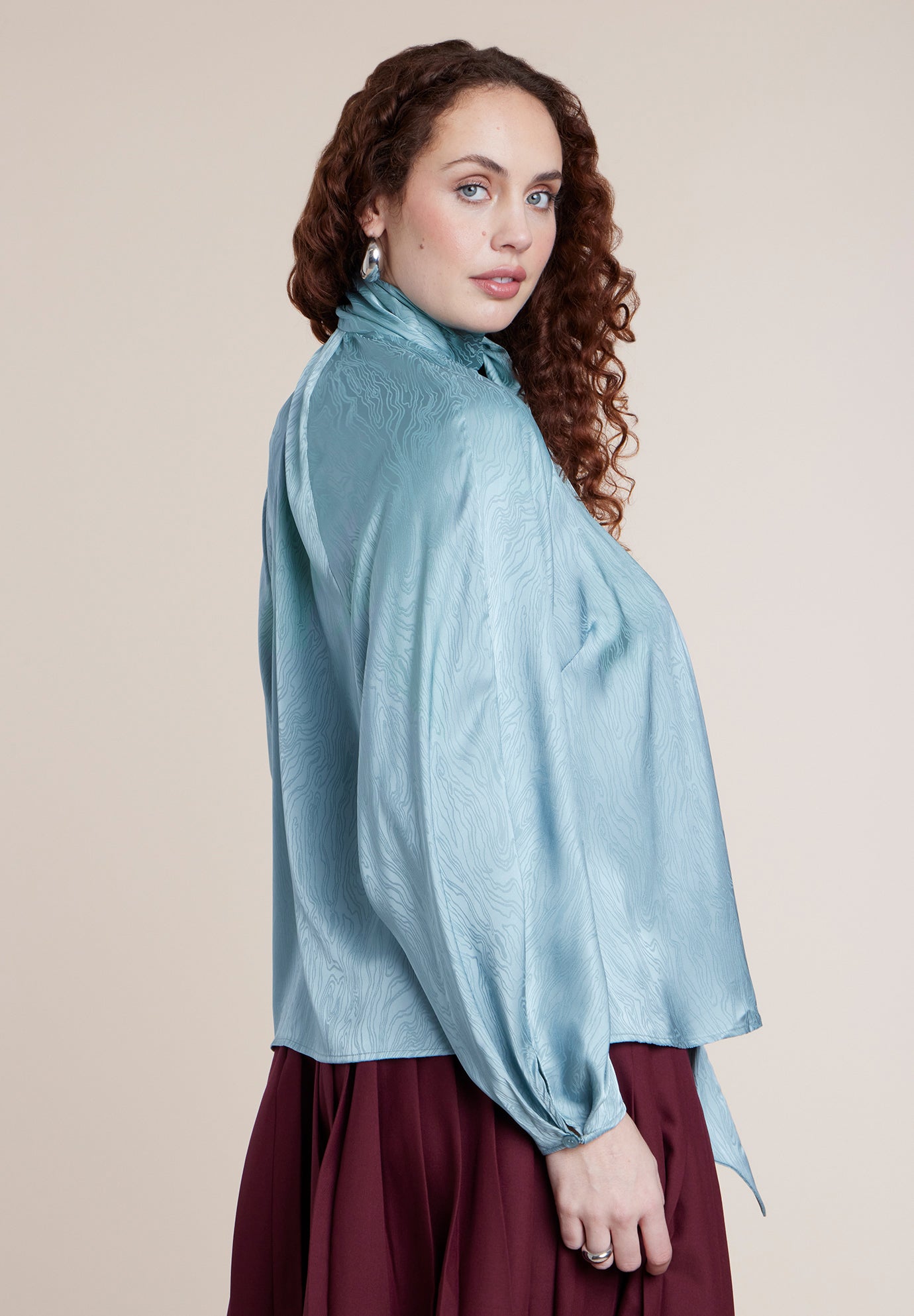 Jacquard Scarf Blouse image number 3