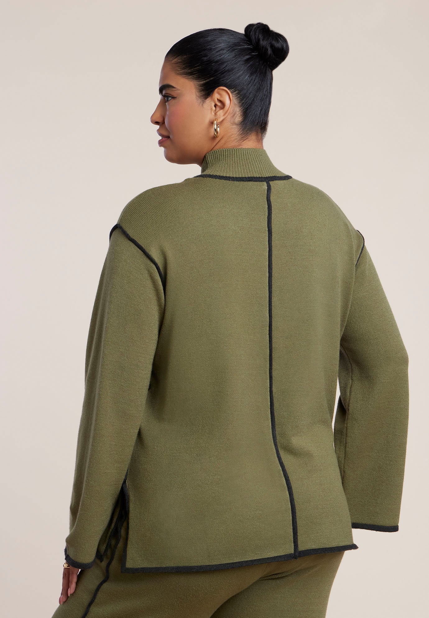 Tipping Detail Mock Neck Sweater image number 1