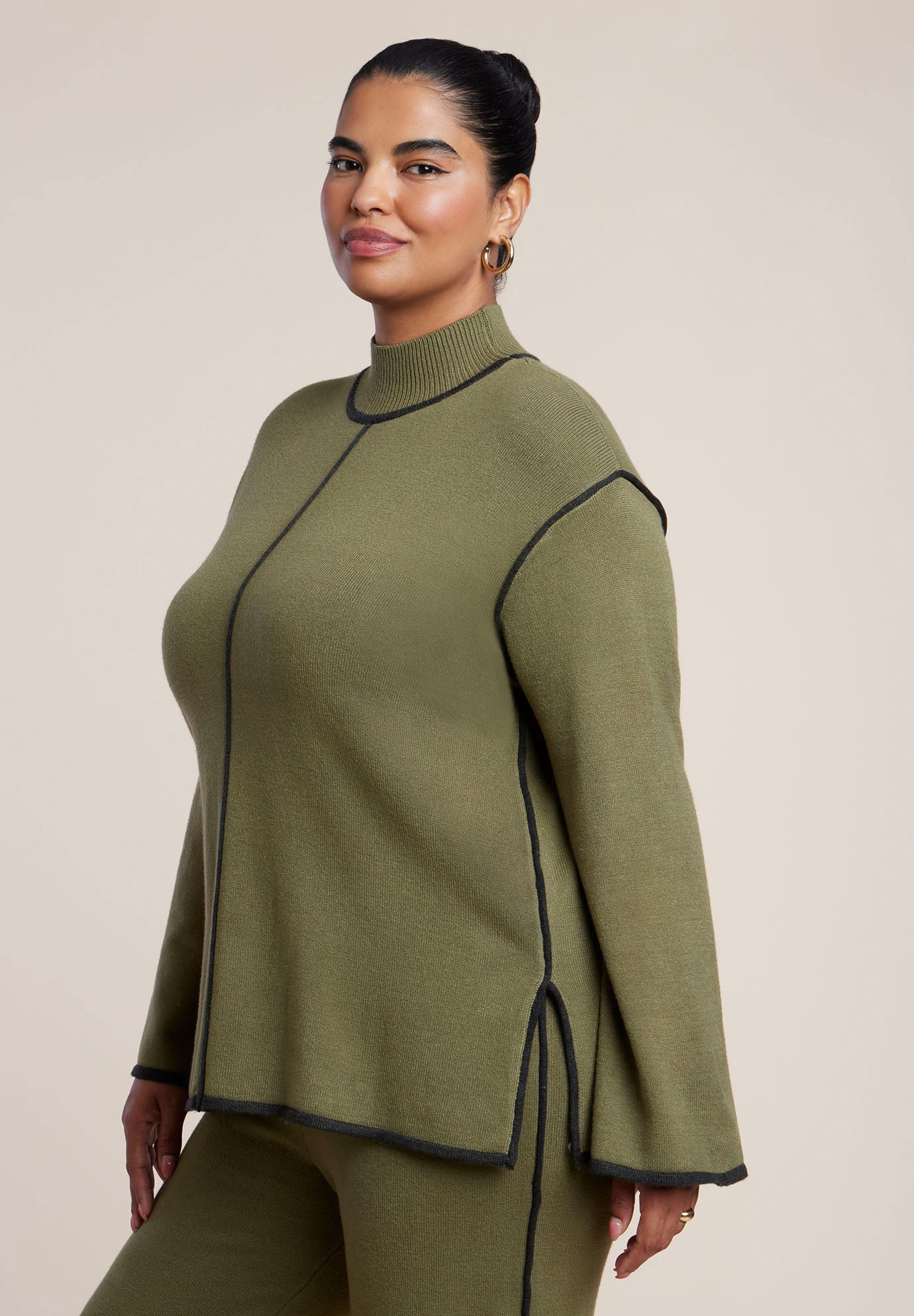 Tipping Detail Mock Neck Sweater image number 0