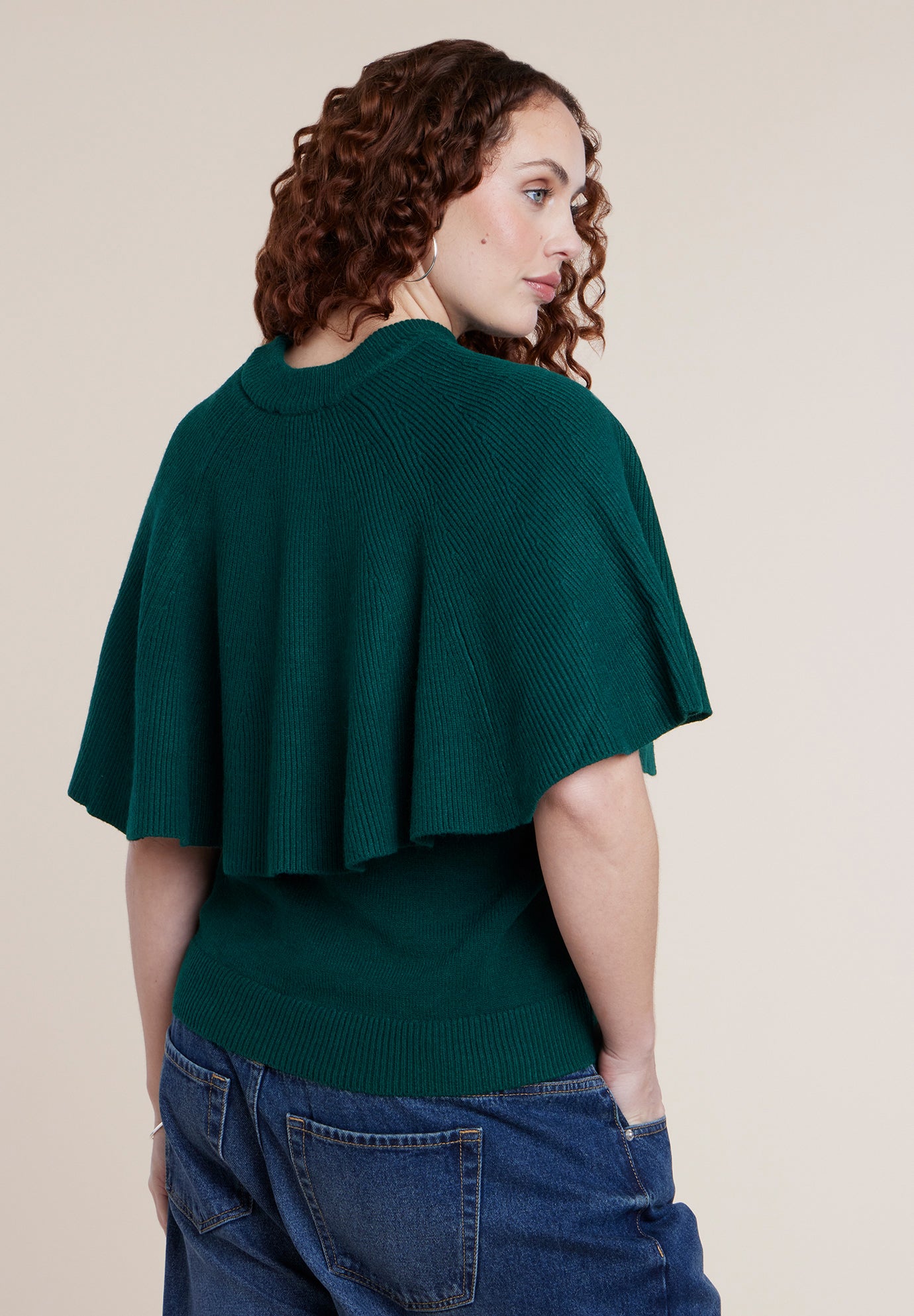 Crew Neck Cape Sweater image number 1