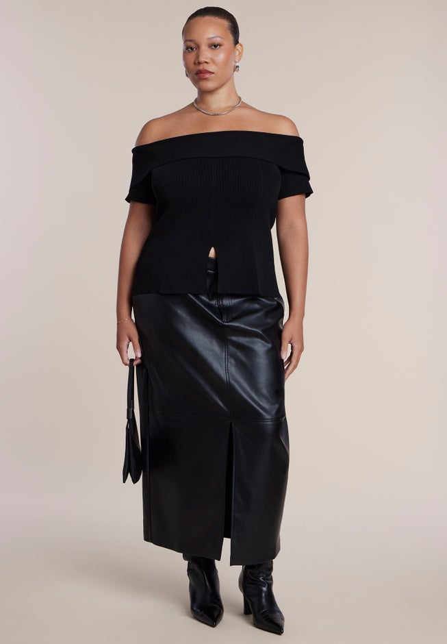 Off The Shoulder Short-Sleeve Sweater image number 2
