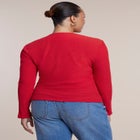 Button-Detail Square Neck Knit Top image number 2