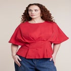 Pleated Cinched Waist Top image number 0