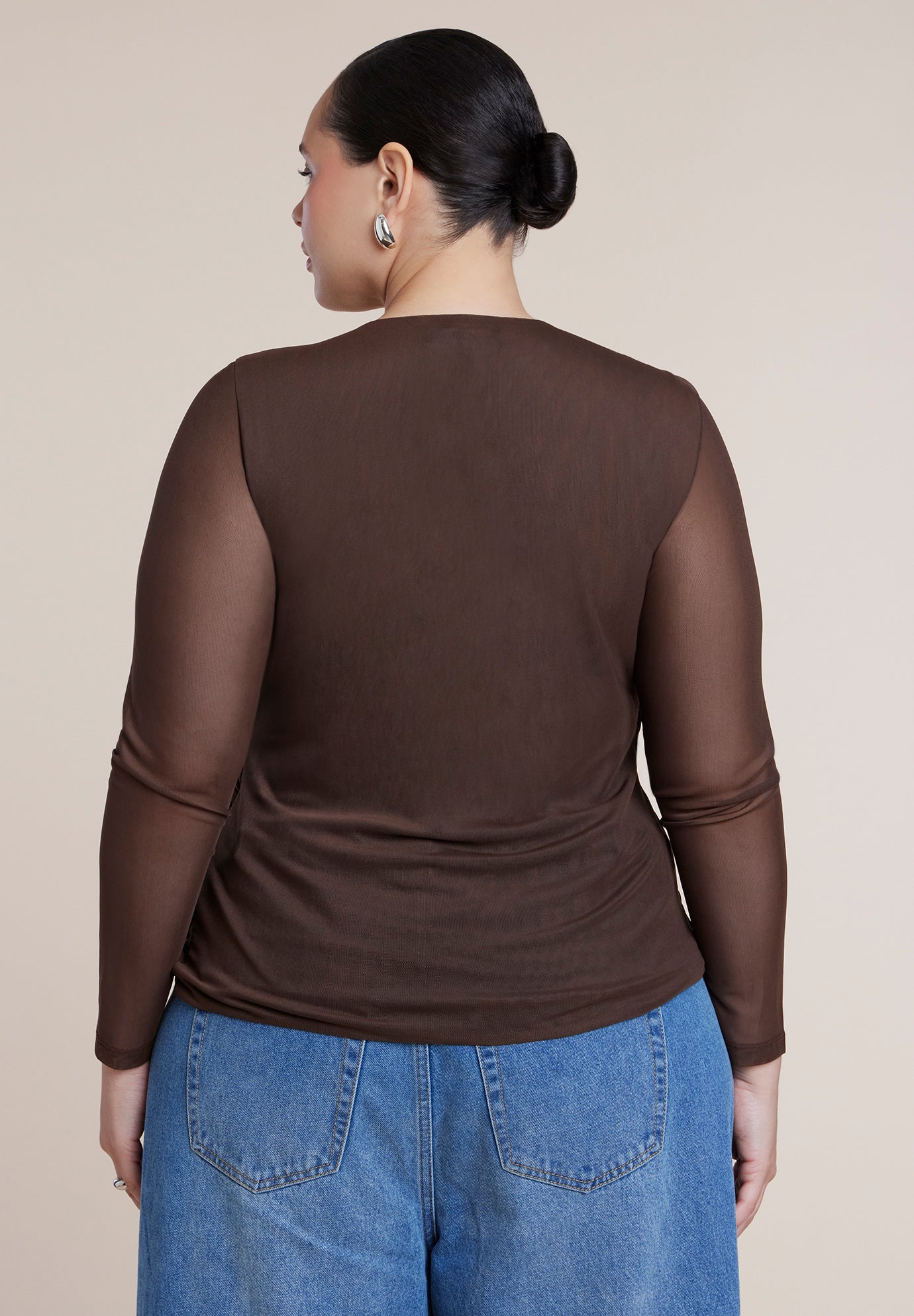 Mesh Draped Waist Top image number 1