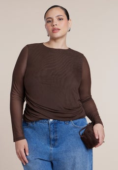 Mesh Draped Waist Top