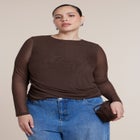 Mesh Draped Waist Top image number 0