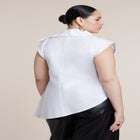 Poplin Asymmetric Draped Sleeveless Top image number 1