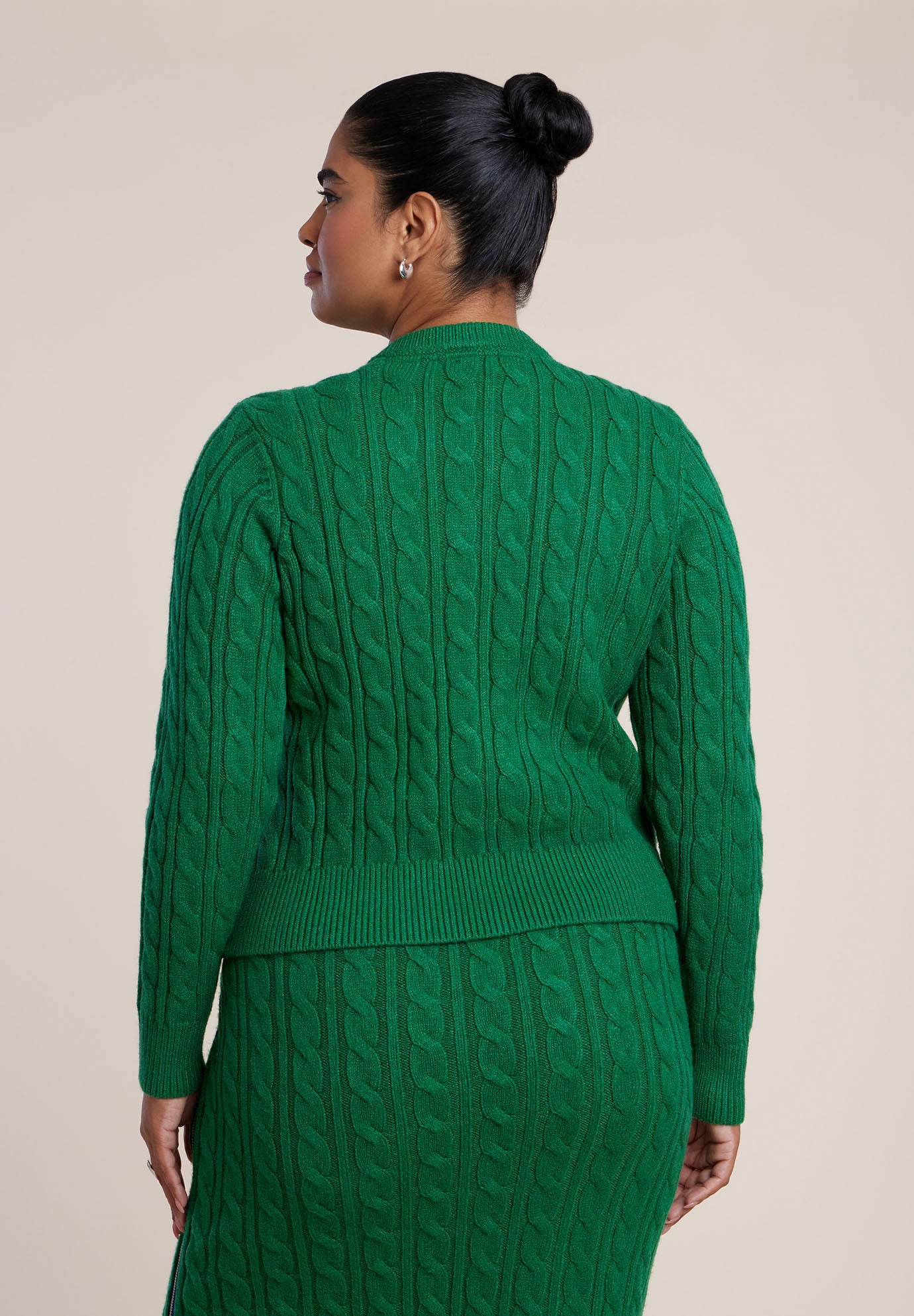 Contrast Zipper Cable Knit Cardigan image number 1