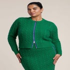 Contrast Zipper Cable Knit Cardigan image number 0