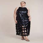 Diamond-Cut Faux Leather Maxi Dress image number 0