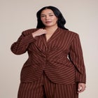 Cinched Waist Striped Blazer image number 2