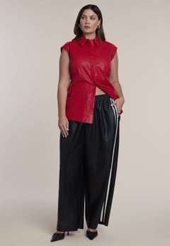 Faux Leather Pull-On Track Pant