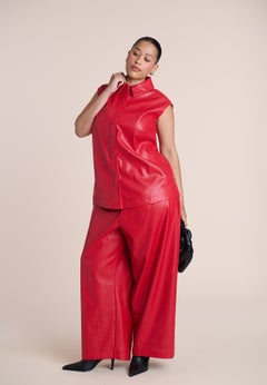 Perforated Faux Leather Pant