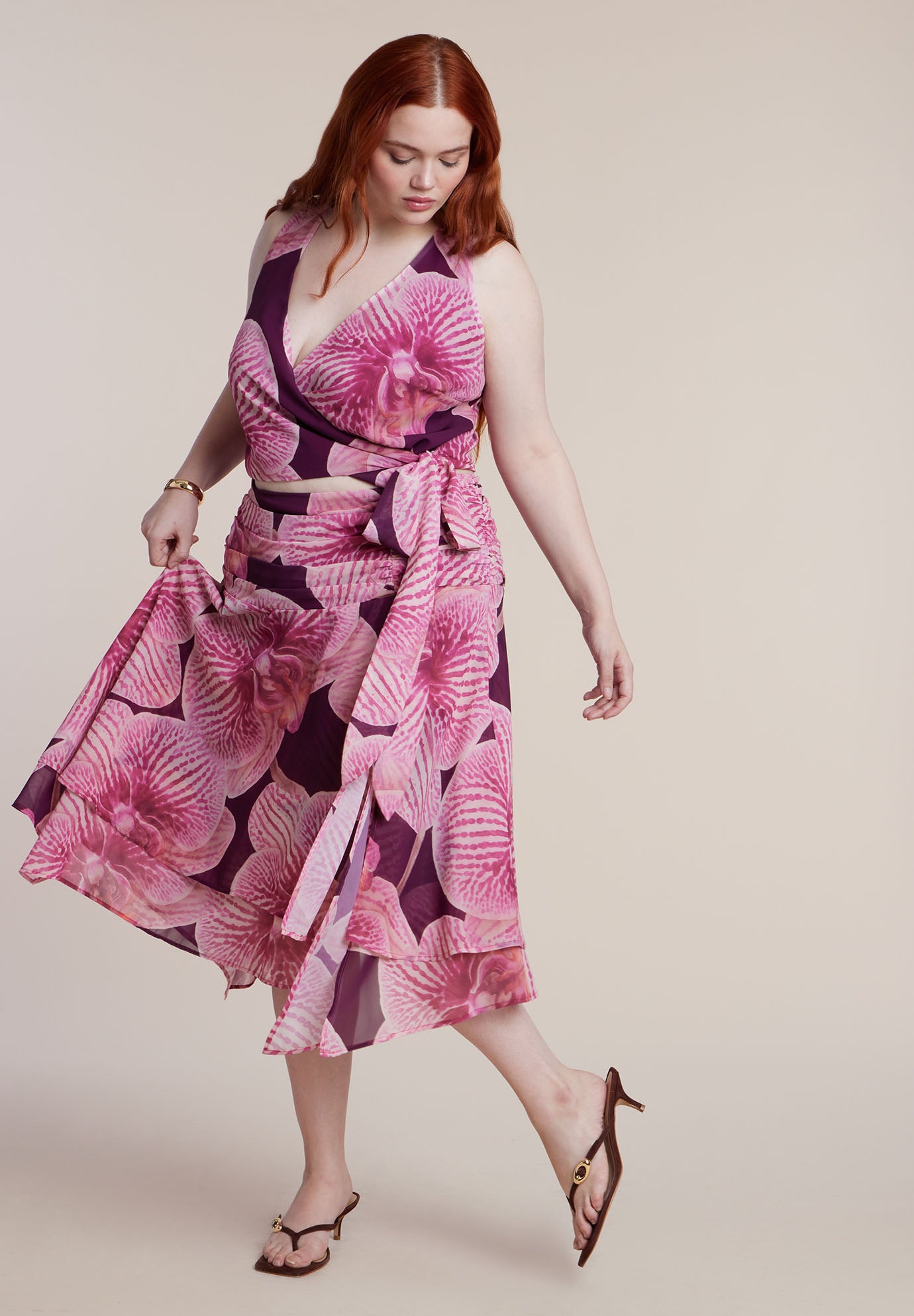 Asymmetric Shirred Midi Skirt image number 0