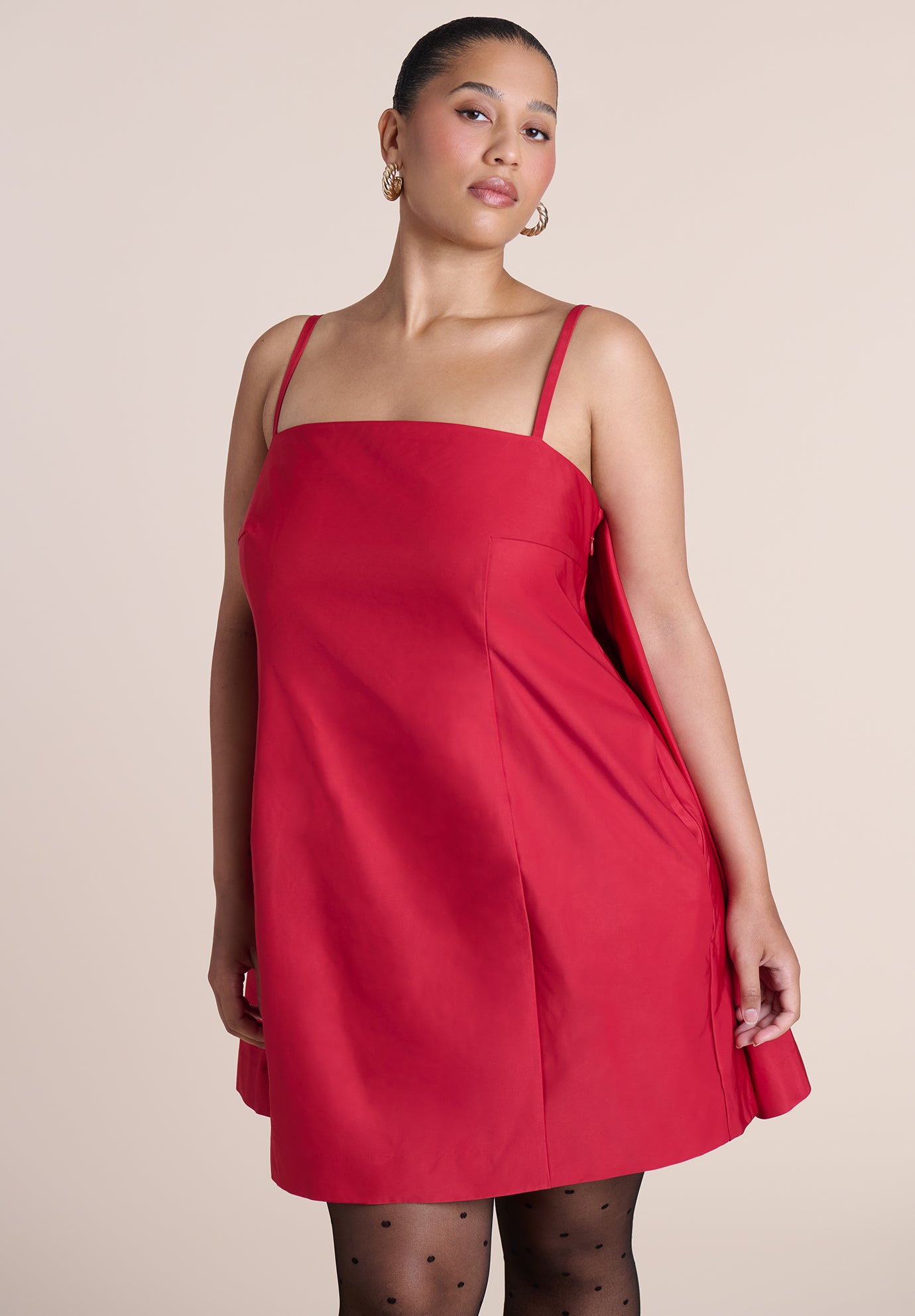 Cape Detail Taffeta Mini Dress image number 4
