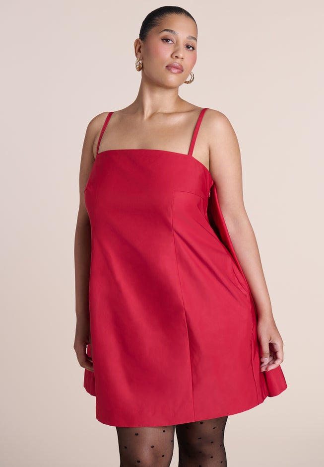 Cape Detail Taffeta Mini Dress image number 4