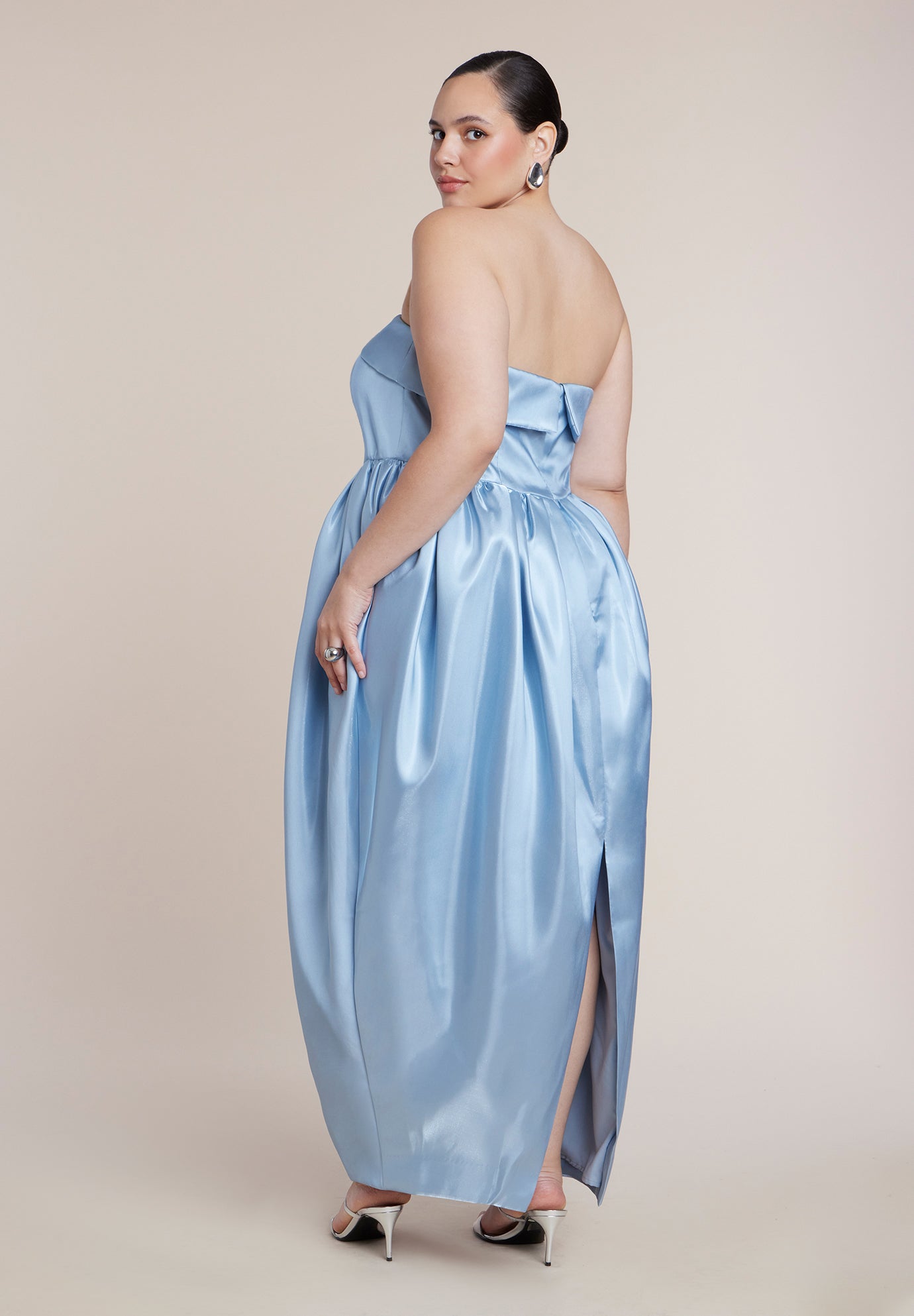 Liquid Satin Strapless Maxi Dress image number 1