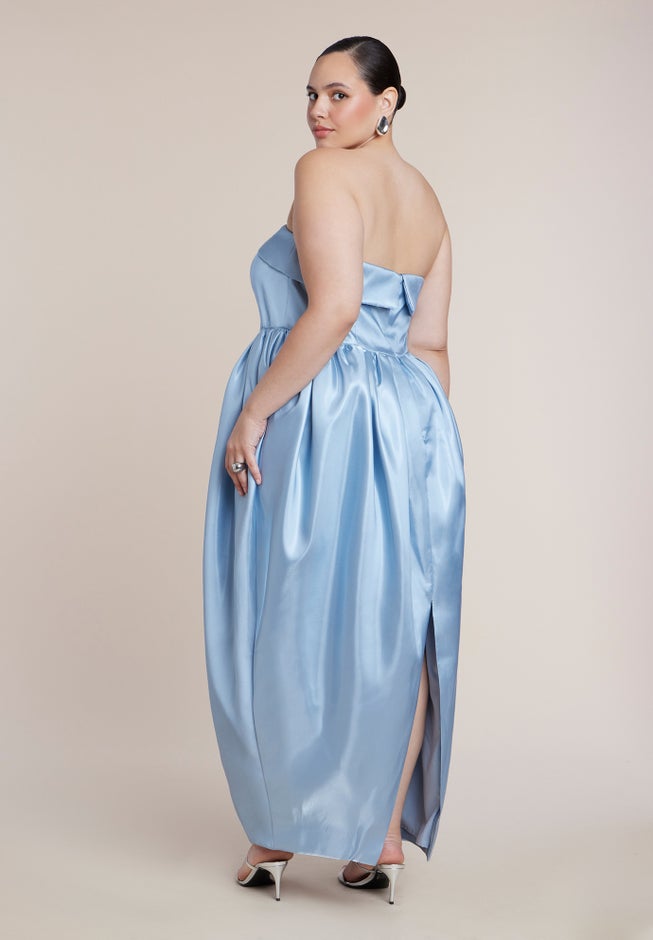 Liquid Satin Strapless Maxi Dress image number 1