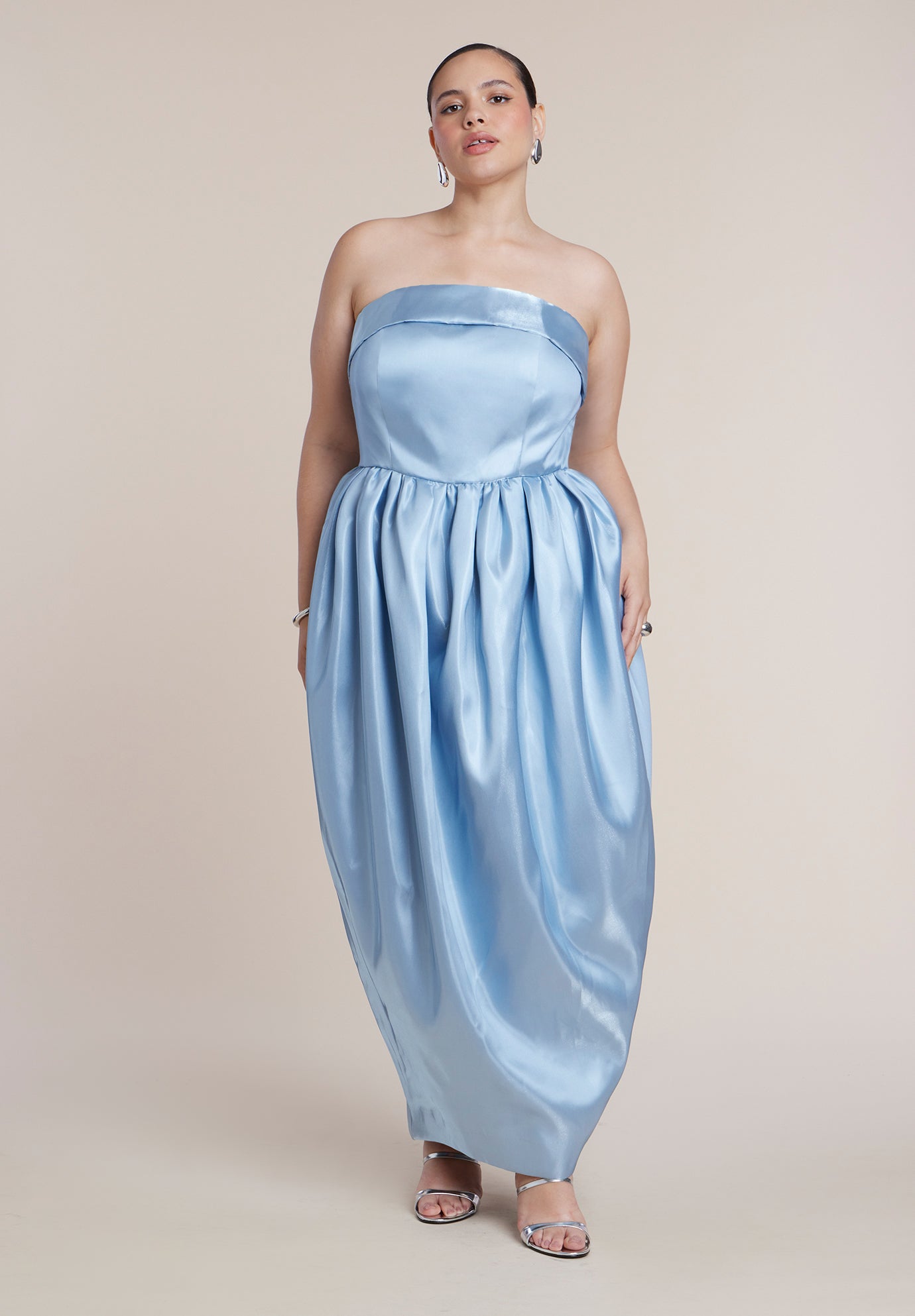 Liquid Satin Strapless Maxi Dress image number 2