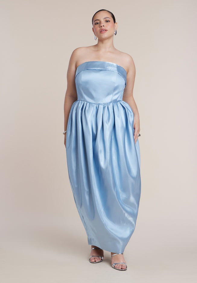 Liquid Satin Strapless Maxi Dress image number 2