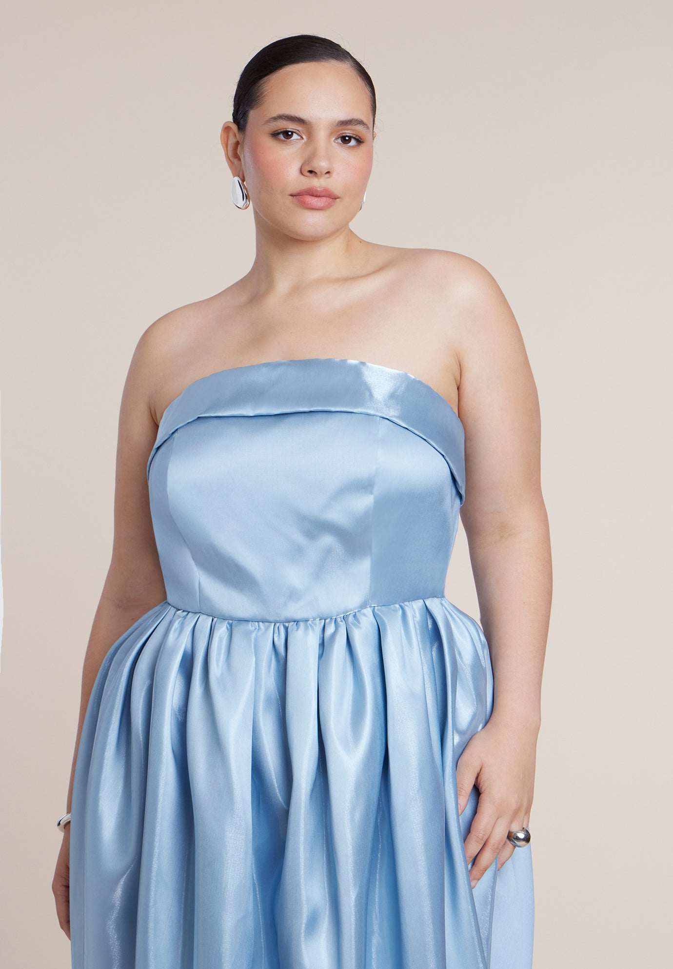 Liquid Satin Strapless Maxi Dress image number 3