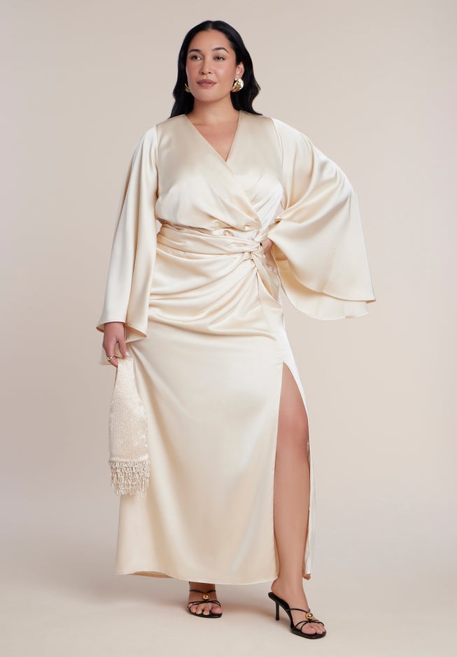 Flare Sleeve Satin Maxi Dress image number 2