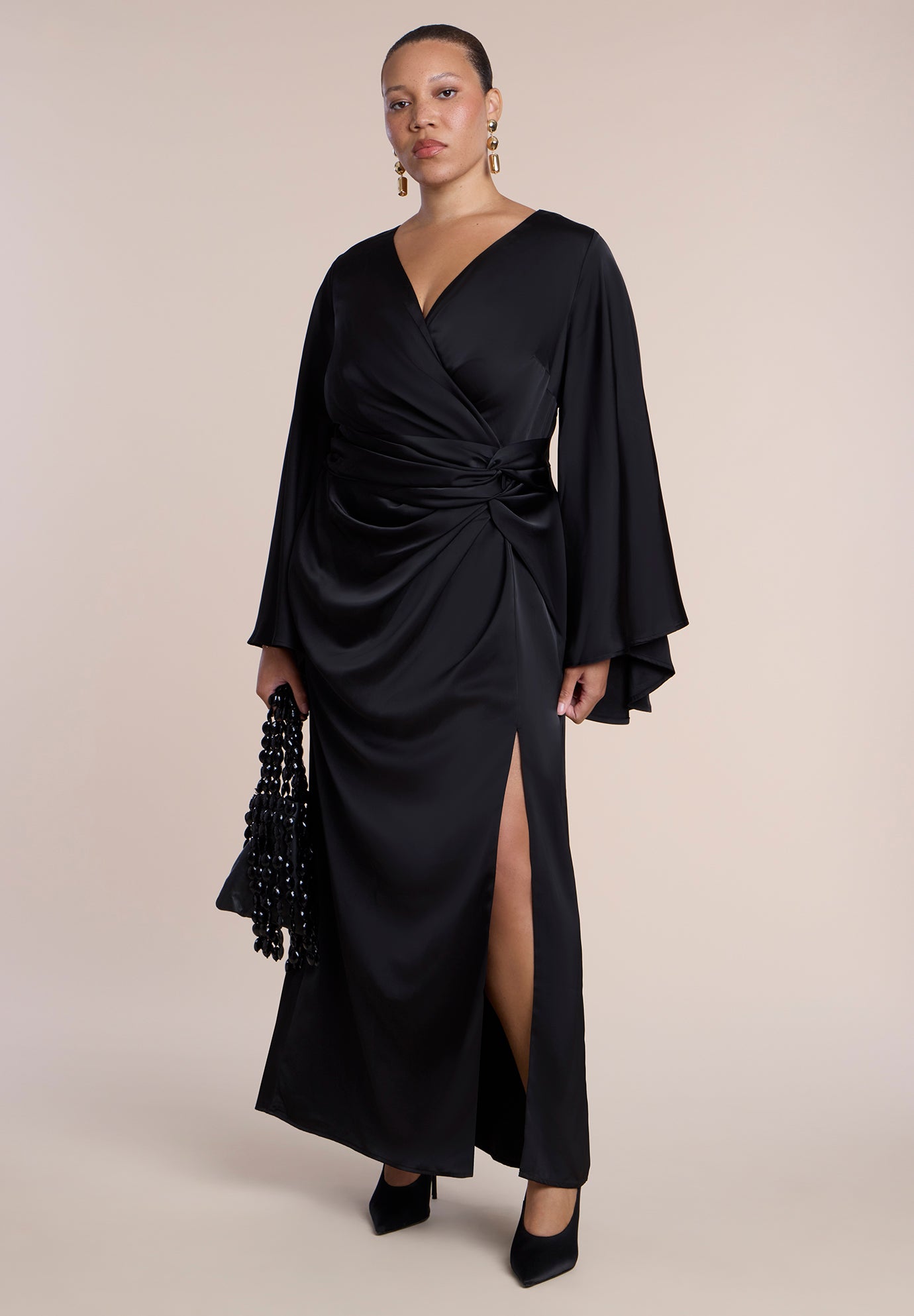 Flare Sleeve Satin Maxi Dress image number 0