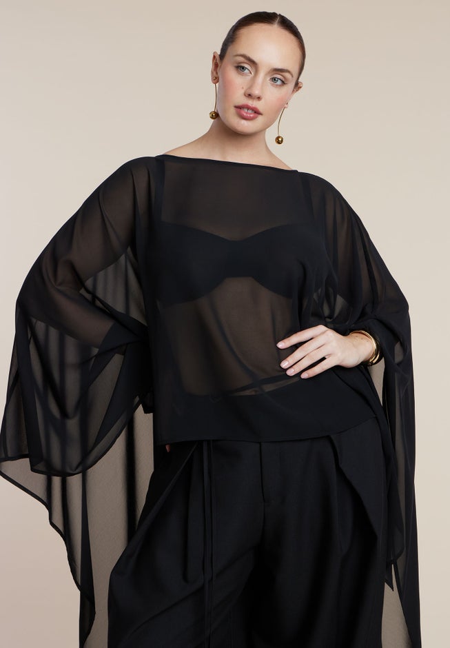 Sheer Dramatic Chiffon Cape image number 1
