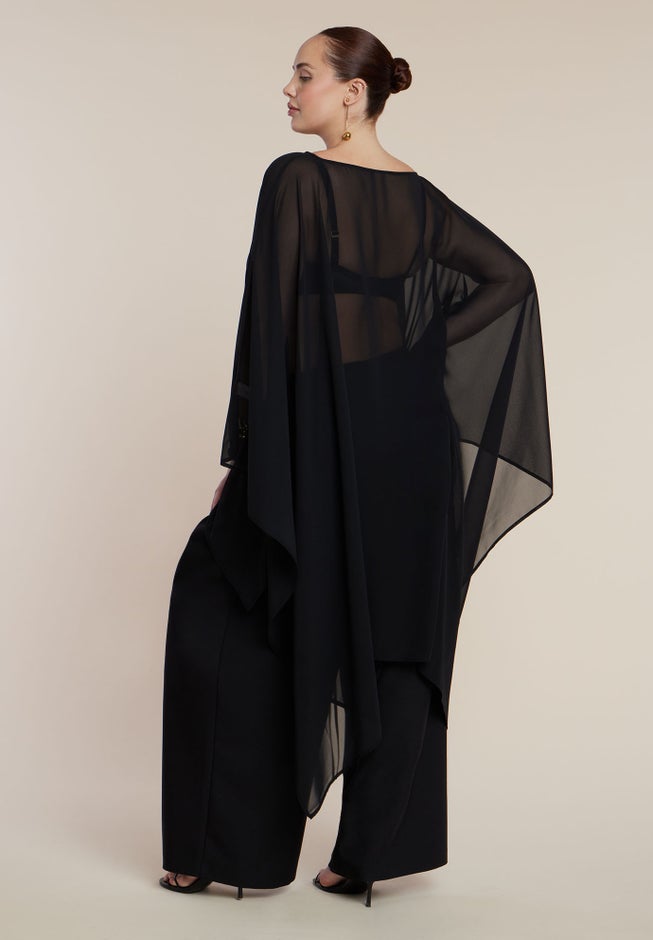 Sheer Dramatic Chiffon Cape image number 2
