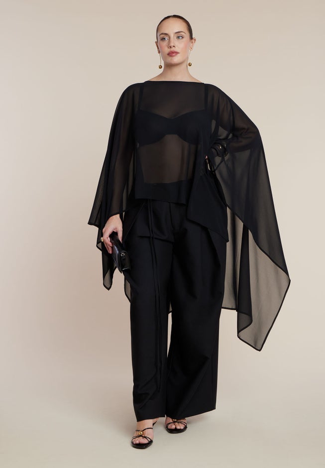 Sheer Dramatic Chiffon Cape image number 3