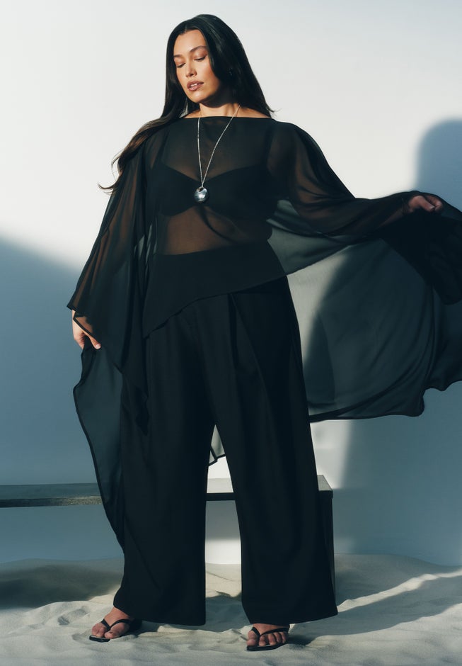 Sheer Dramatic Chiffon Cape image number 6