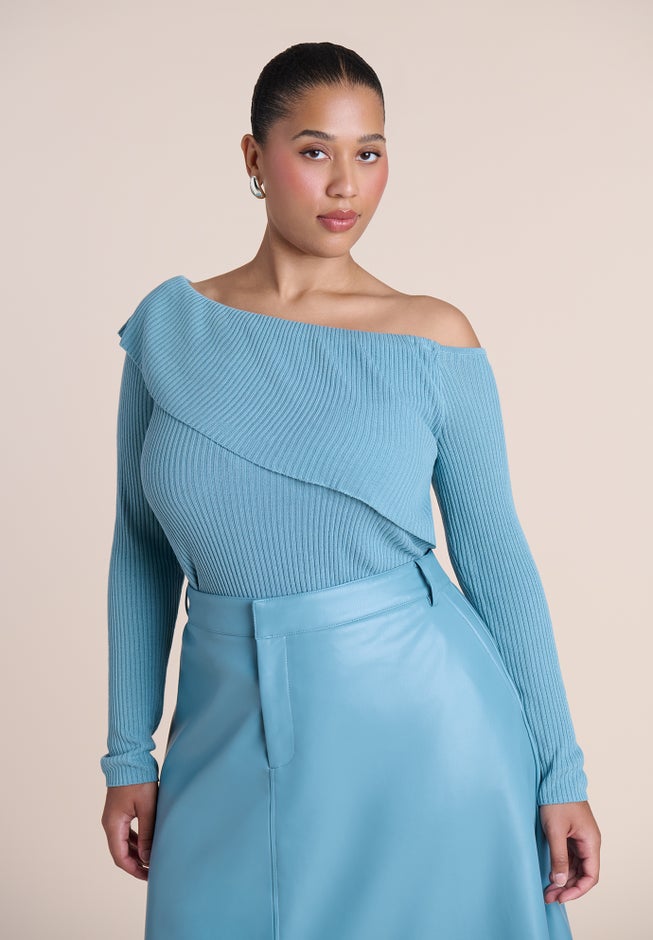 Ribbed Off The Shoulder Sweater image number 1