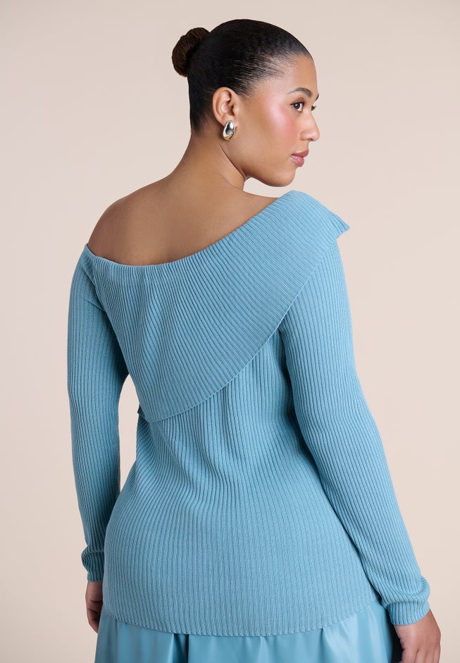 Ribbed Off The Shoulder Sweater image number 2