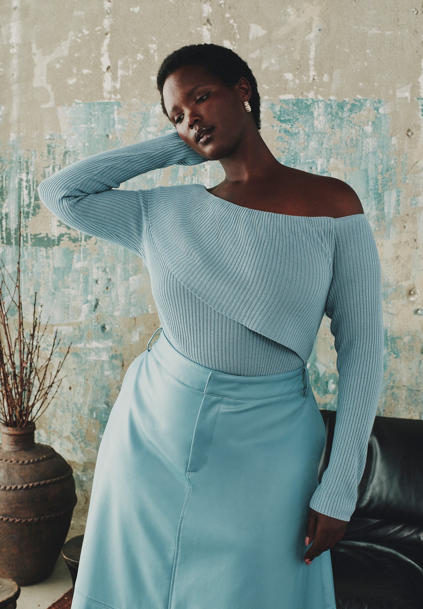 Ribbed Off The Shoulder Sweater image number 0