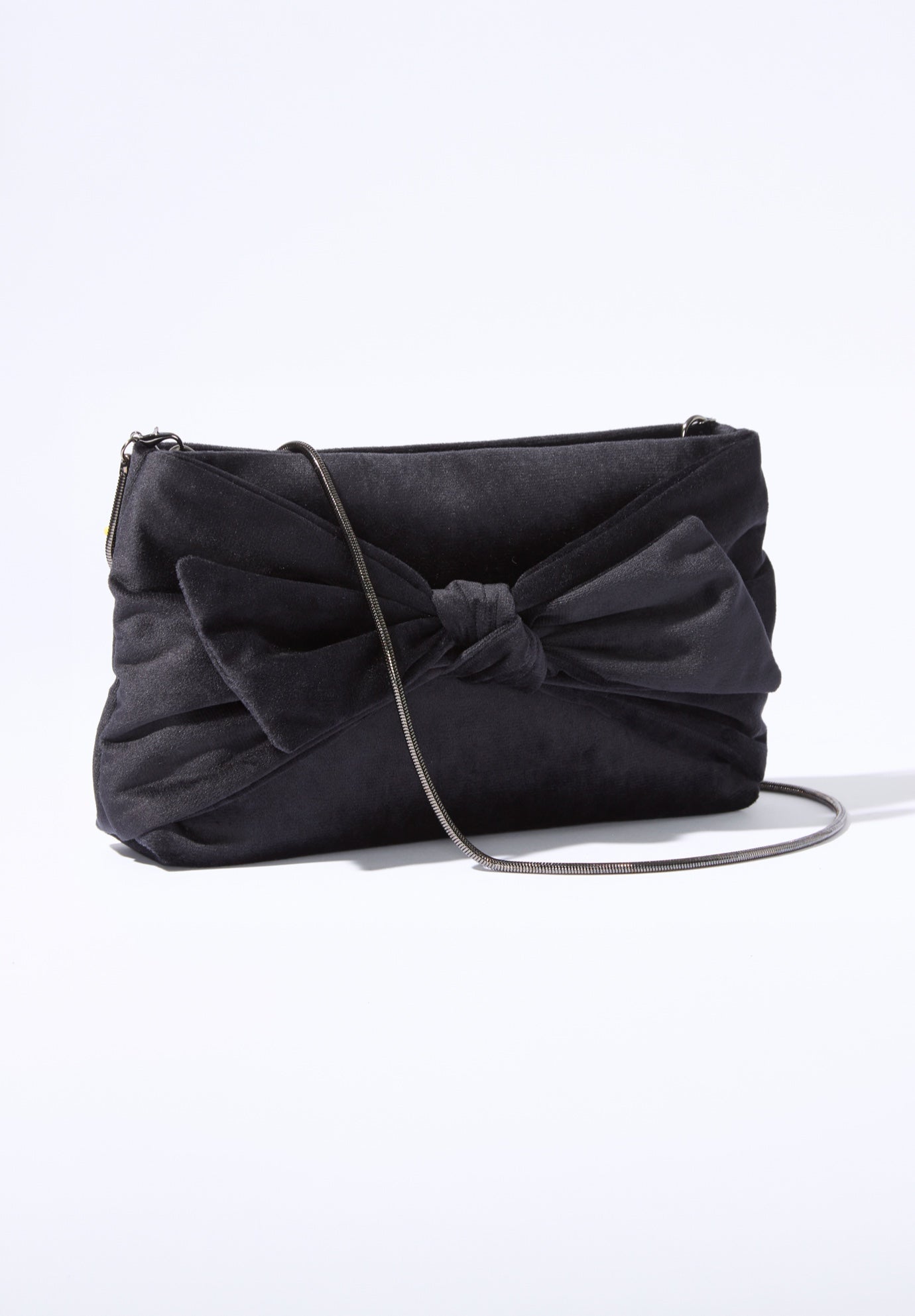 Faux Velvet Bow Clutch Handbag image number 1