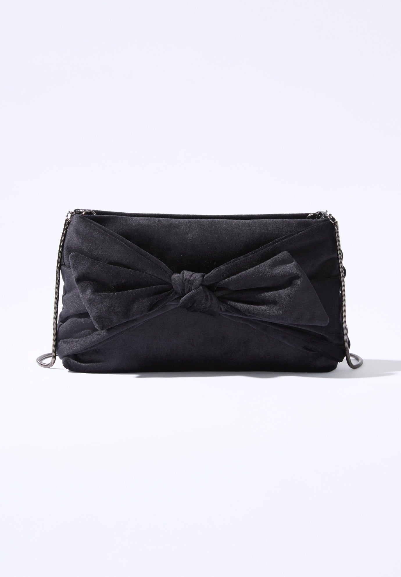 Faux Velvet Bow Clutch Handbag image number 0