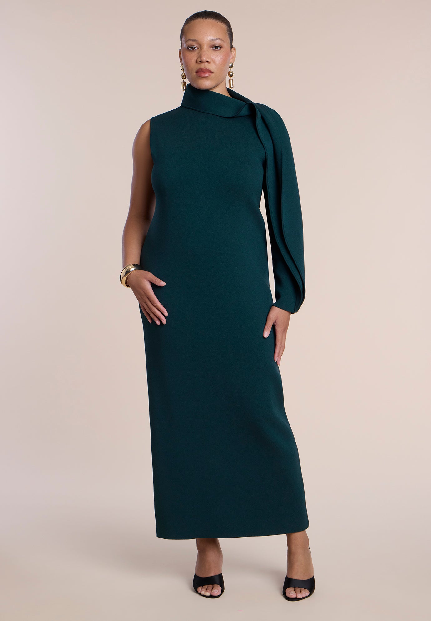 One-Sleeve Knit Maxi Dress image number 1