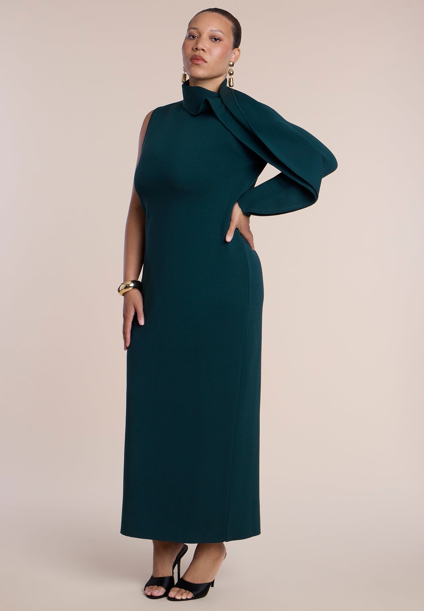One-Sleeve Knit Maxi Dress image number 2