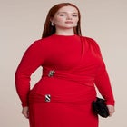Hardware-Detail Draped Jersey Maxi Dress image number 3