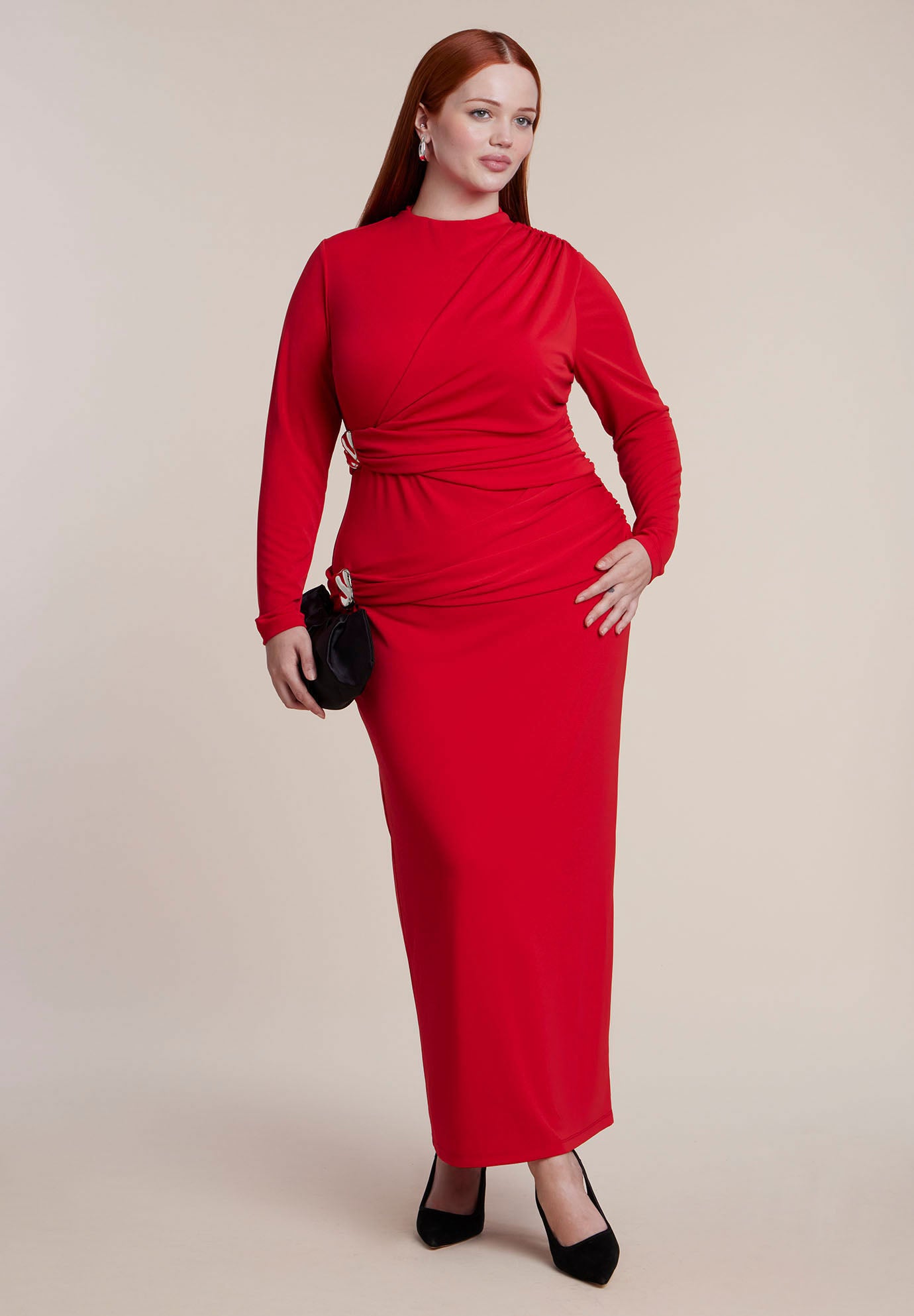 Hardware-Detail Draped Jersey Maxi Dress image number 0