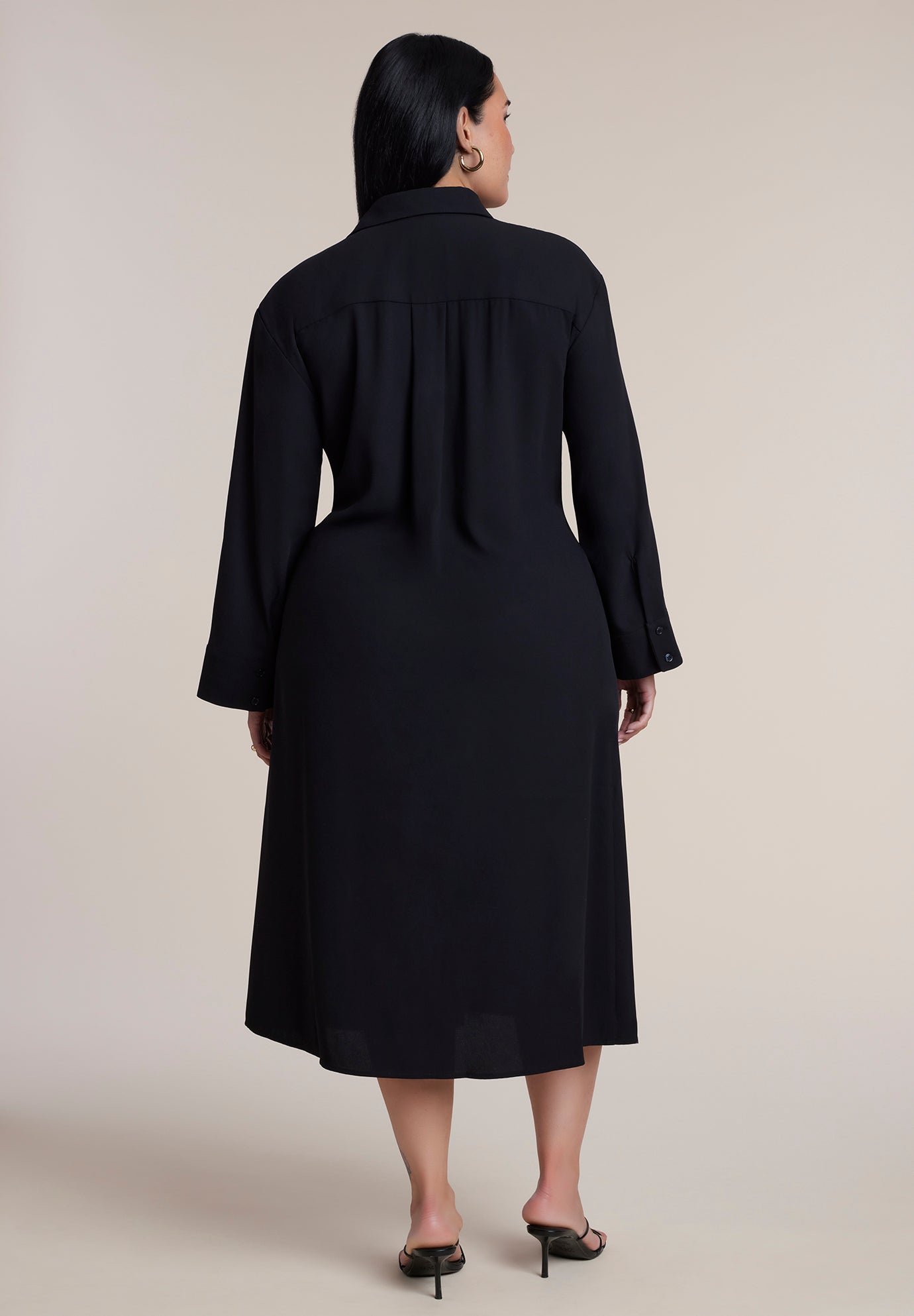 Buckle-Detail Midi Shirt Dress image number 1