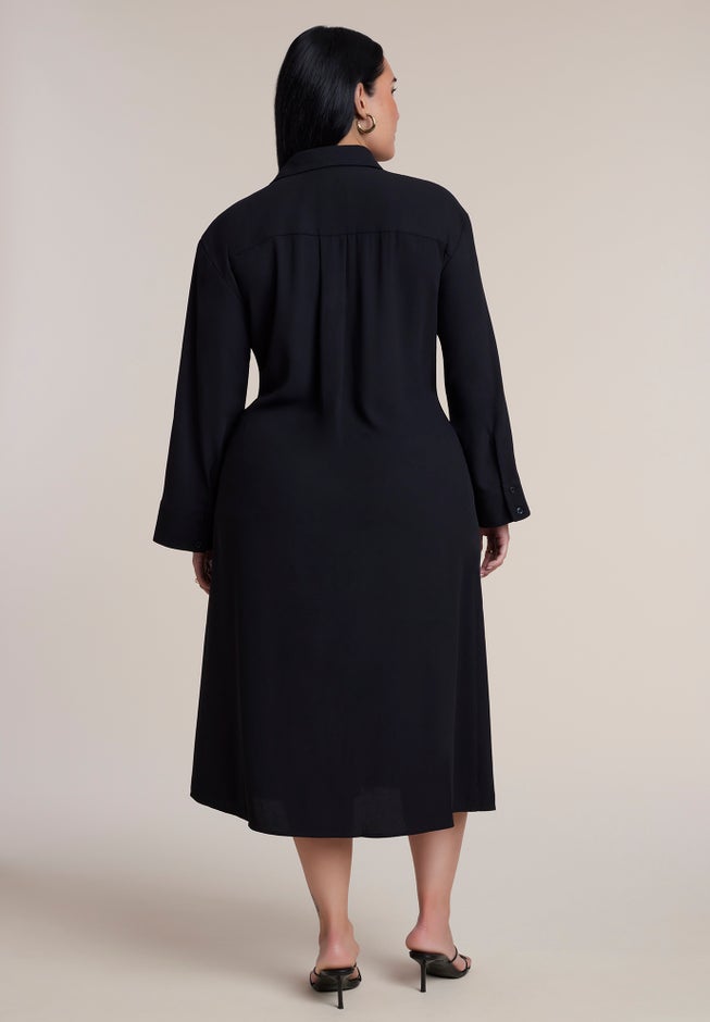 Buckle-Detail Midi Shirt Dress image number 1