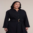 Buckle-Detail Midi Shirt Dress image number 2