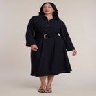 Buckle-Detail Midi Shirt Dress image number 0