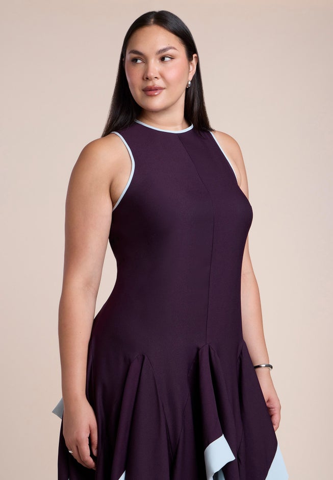 Contrast Satin Godet Maxi Dress image number 3