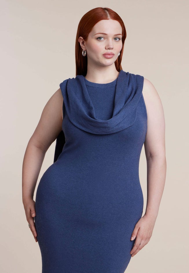 Scarf-Detail Sweater Maxi Dress image number 3