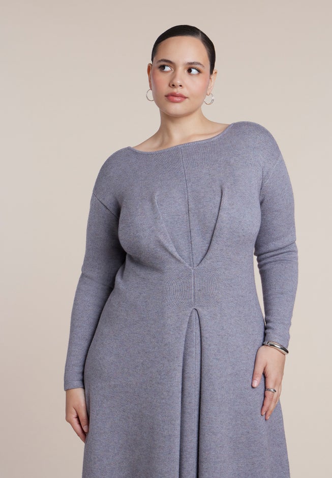 Pleat Detail Sweater Midi Dress image number 2