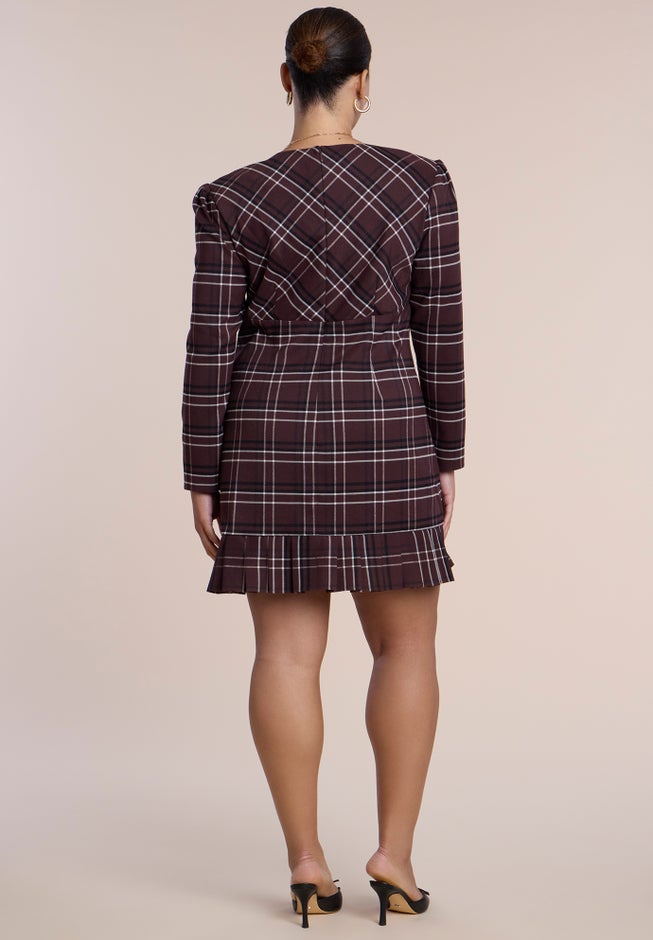 Pleated Plaid Mini Dress image number 2