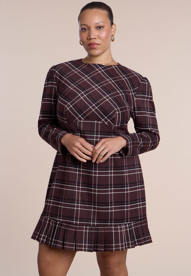 Pleated Plaid Mini Dress image number 3